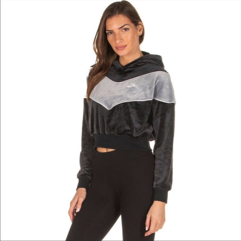 Nike velour sportswear cropped hoodie, never worn